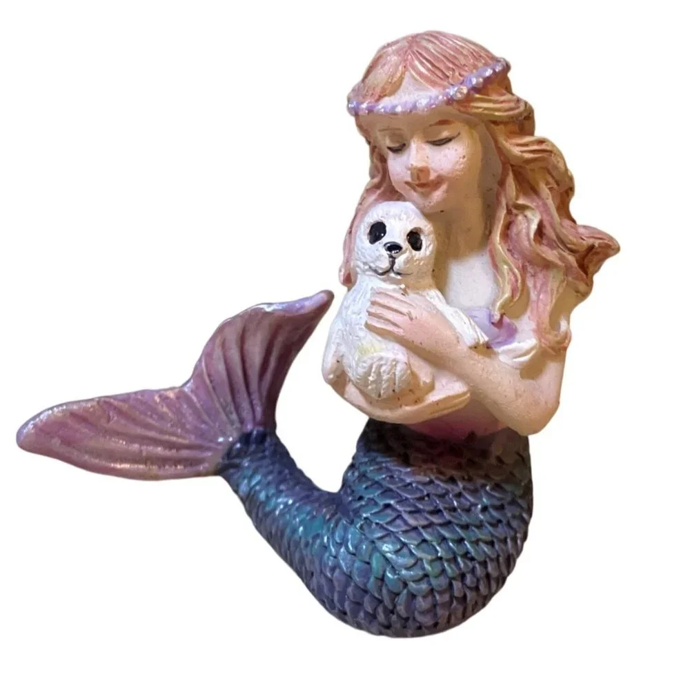 Mermaid and Seagull Miniature Figurine Cake Toppers Plant Accessories